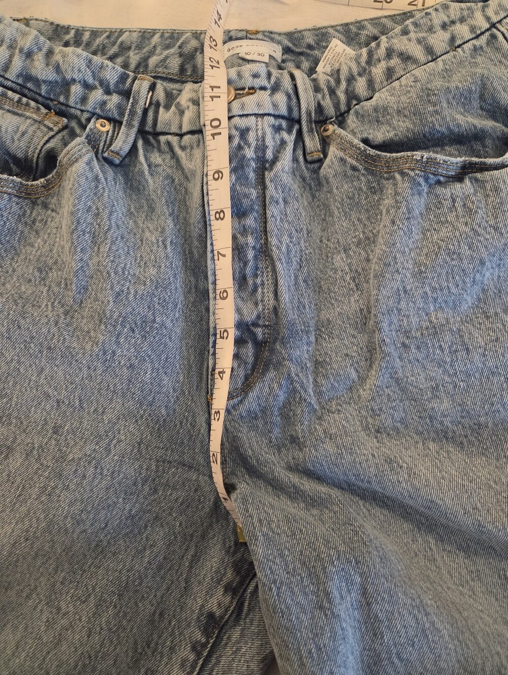 Good American Good 90's Loose Jeans High Rise Baggy Raw Hem Eco Cotton, 10/30 - Picture 5 of 15